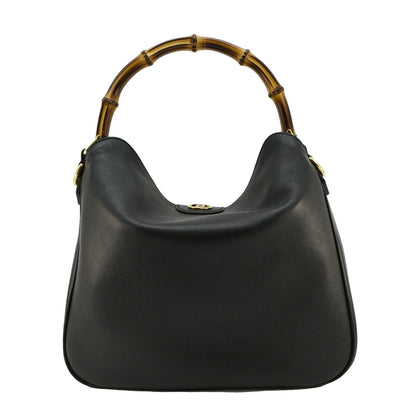 GUCCI Diana Medium Leather Top Handle Shoulder Bag Black 746124