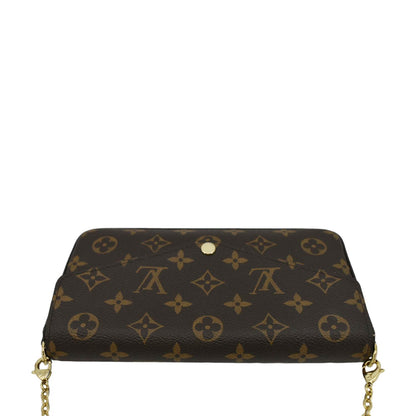 LOUIS VUITTON Felicie Monogram Canvas Pochette Crossbody Bag Brown