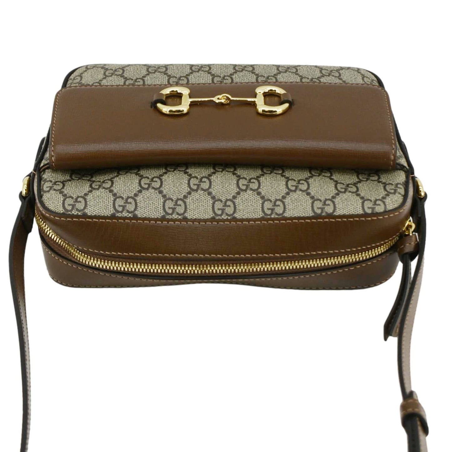GUCCI Horsebit 1955 Small GG Supreme Canvas Shoulder Bag Beige 645454