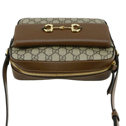 GUCCI Horsebit 1955 Small GG Supreme Canvas Shoulder Bag Beige 645454