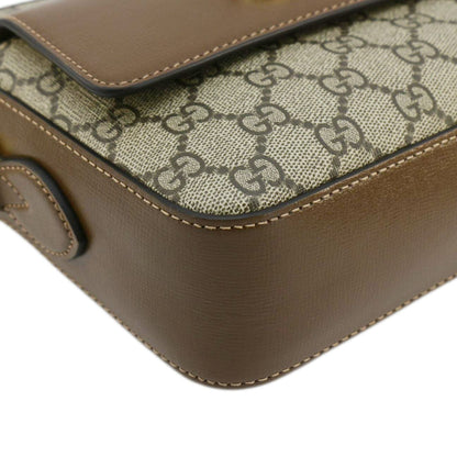 GUCCI Horsebit 1955 Small GG Supreme Canvas Shoulder Bag Beige 645454