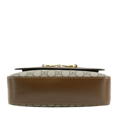 GUCCI Horsebit 1955 Small GG Supreme Canvas Shoulder Bag Beige 645454