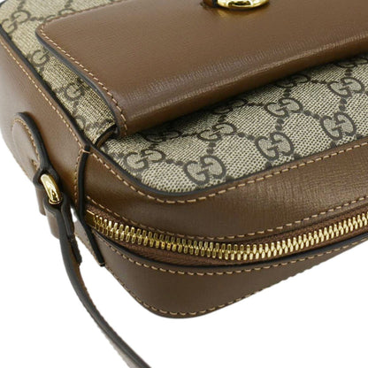 GUCCI Horsebit 1955 Small GG Supreme Canvas Shoulder Bag Beige 645454