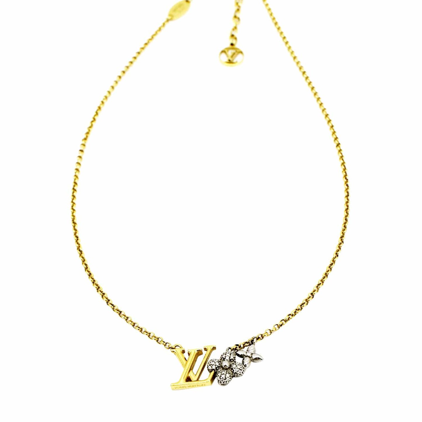 LOUIS VUITTON LV Gram Metal Zircorns Pendant Necklace Gold