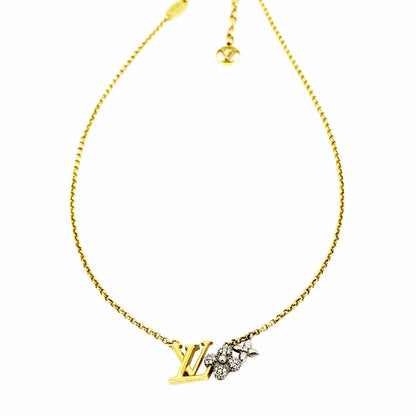 LOUIS VUITTON LV Gram Metal Zircorns Pendant Necklace Gold