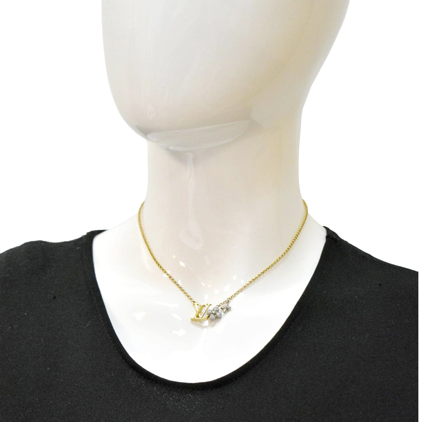 LOUIS VUITTON LV Gram Metal Zircorns Pendant Necklace Gold