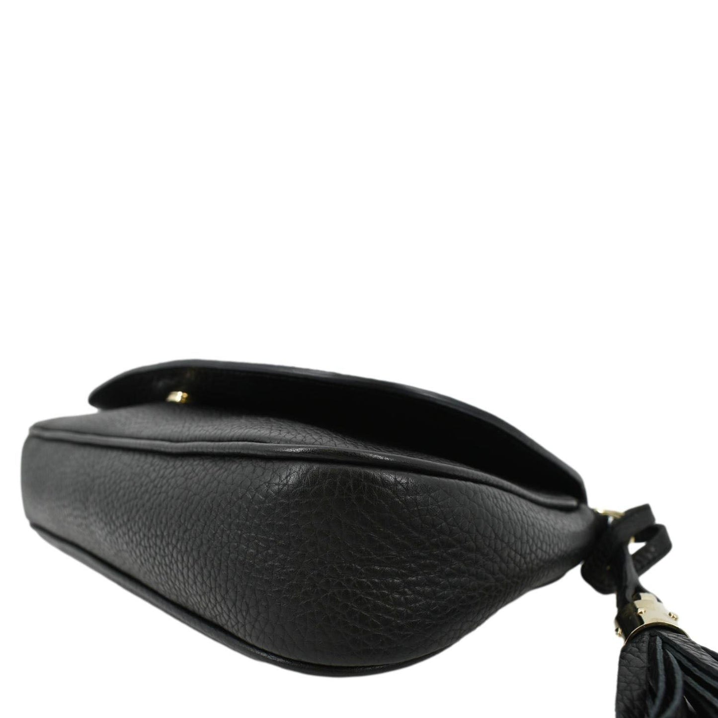 GUCCI Soho GG Flap Leather Chain Shoulder Bag Black 336752