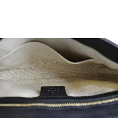 GUCCI Soho GG Flap Leather Chain Shoulder Bag Black 336752