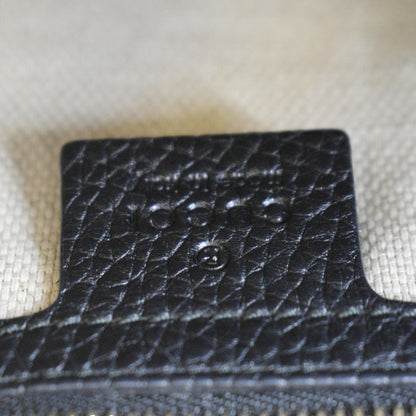 GUCCI Soho GG Flap Leather Chain Shoulder Bag Black 336752