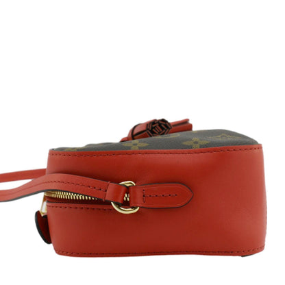 LOUIS VUITTON Saintonge Monogram Canvas Crossbody Bag Coquelicot