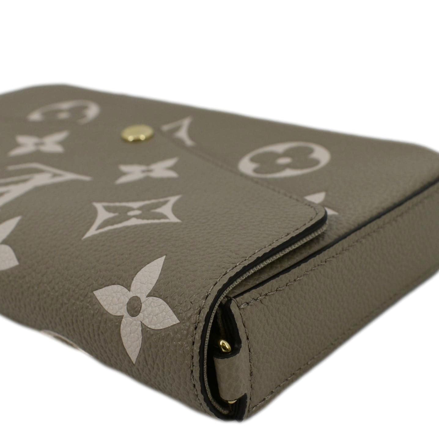 LOUIS VUITTON Pochette Felicie Monogram Leather Chain Wallet Tourterelle Gray
