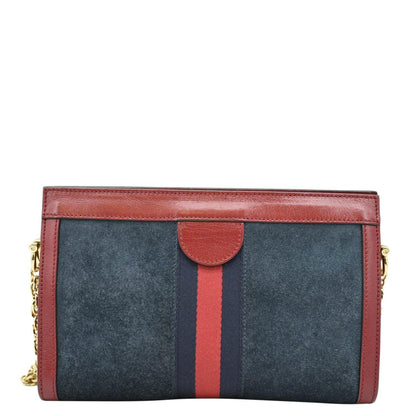 GUCCI Ophidia Small Suede Chain Shoulder Bag Denim Blue 503877