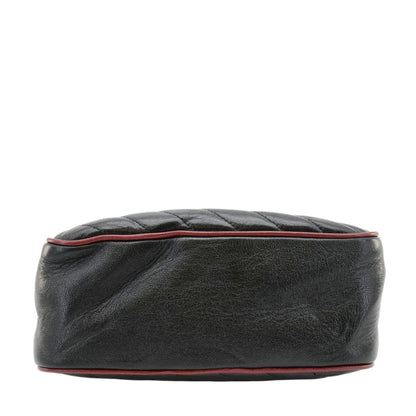 GUCCI GG Marmont Diagonal Leather Bamboo Top Handle Crossbody Bag Black 602270