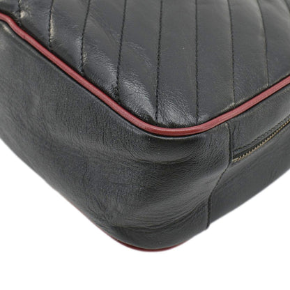 GUCCI GG Marmont Diagonal Leather Bamboo Top Handle Crossbody Bag Black 602270