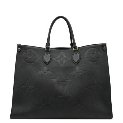 LOUIS VUITTON Onthego GM Monogram Empreinte Leather Tote Shoulder Bag Black