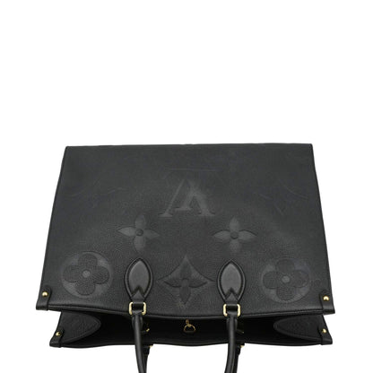 LOUIS VUITTON Onthego GM Monogram Empreinte Leather Tote Shoulder Bag Black