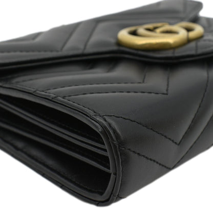 GUCCI GG Marmont Mini Matelasse Leather Crossbody Bag Black 474575