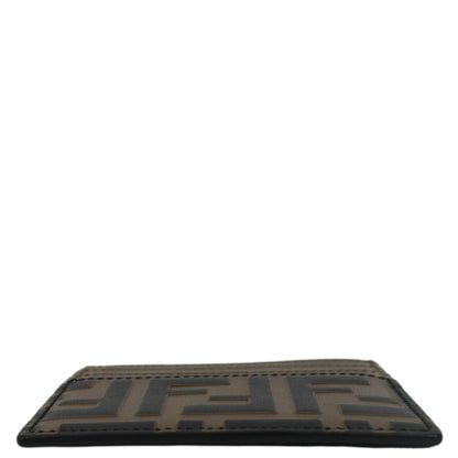 Fendi Quilted FF Leather Card Holder Brown