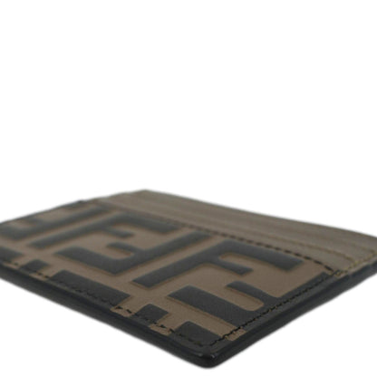 Fendi Quilted FF Leather Card Holder Brown