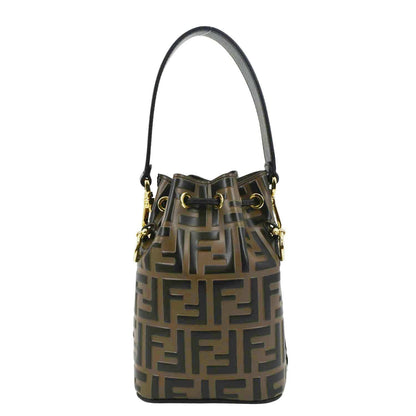 FENDI Mini Mon Tresor Leather Bucket Crossbody Bag Brown