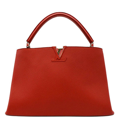 LOUIS VUITTON Capucines MM Taurillon Leather Satchel Bag Orange