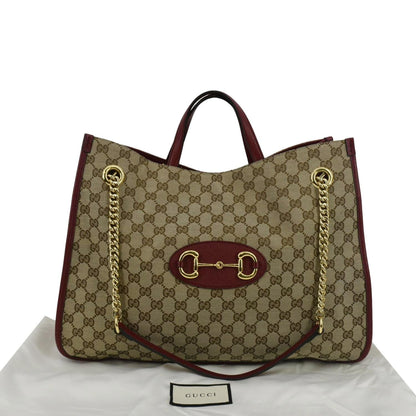 GUCCI Large Horsebit 1955 GG Supreme Canvas Shoulder Bag Red 623695