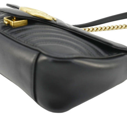 GUCCI GG Marmont Small Matelasse Leather Crossbody Bag Black 443497