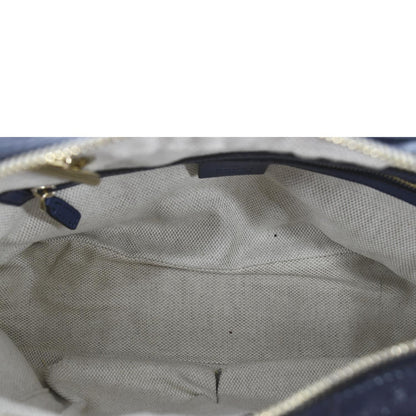 GUCCI Soho Leather Chain Shoulder Bag Navy Blue 308983