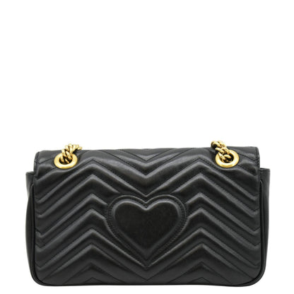 GUCCI GG Marmont Small Matelasse Leather Crossbody Bag Black 443497