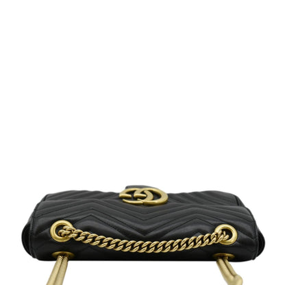 GUCCI GG Marmont Small Matelasse Leather Crossbody Bag Black 443497