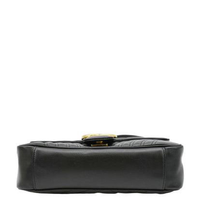 GUCCI GG Marmont Small Matelasse Leather Crossbody Bag Black 443497