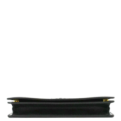 PRADA Saffiano Leather Crossbody Wallet Black