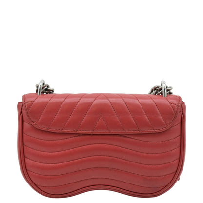 LOUIS VUITTON New Wave Chain MM Leather Shoulder Bag Red