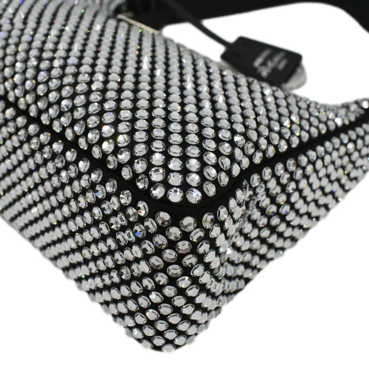 PRADA Mini Re-Edition 2000 Crystal Embellished Satin Tote Bag Black