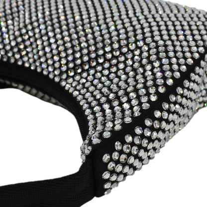 PRADA Mini Re-Edition 2000 Crystal Embellished Satin Tote Bag Black