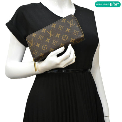 LOUIS VUITTON Zip Around Monogram Canvas Wallet Rose Ballerine