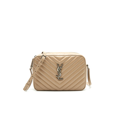 SAINT LAURENT Lou Camera Leather Crossbody Bag Beige