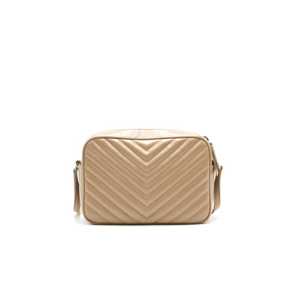 SAINT LAURENT Lou Camera Leather Crossbody Bag Beige