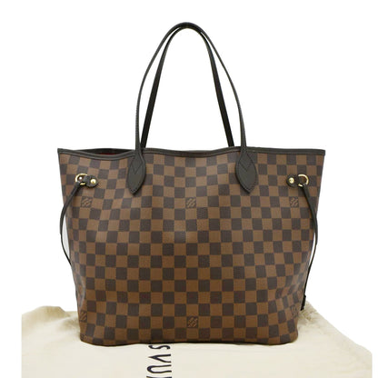 LOUIS VUITTON Neverfull MM Damier Ebene Tote Bag Brown