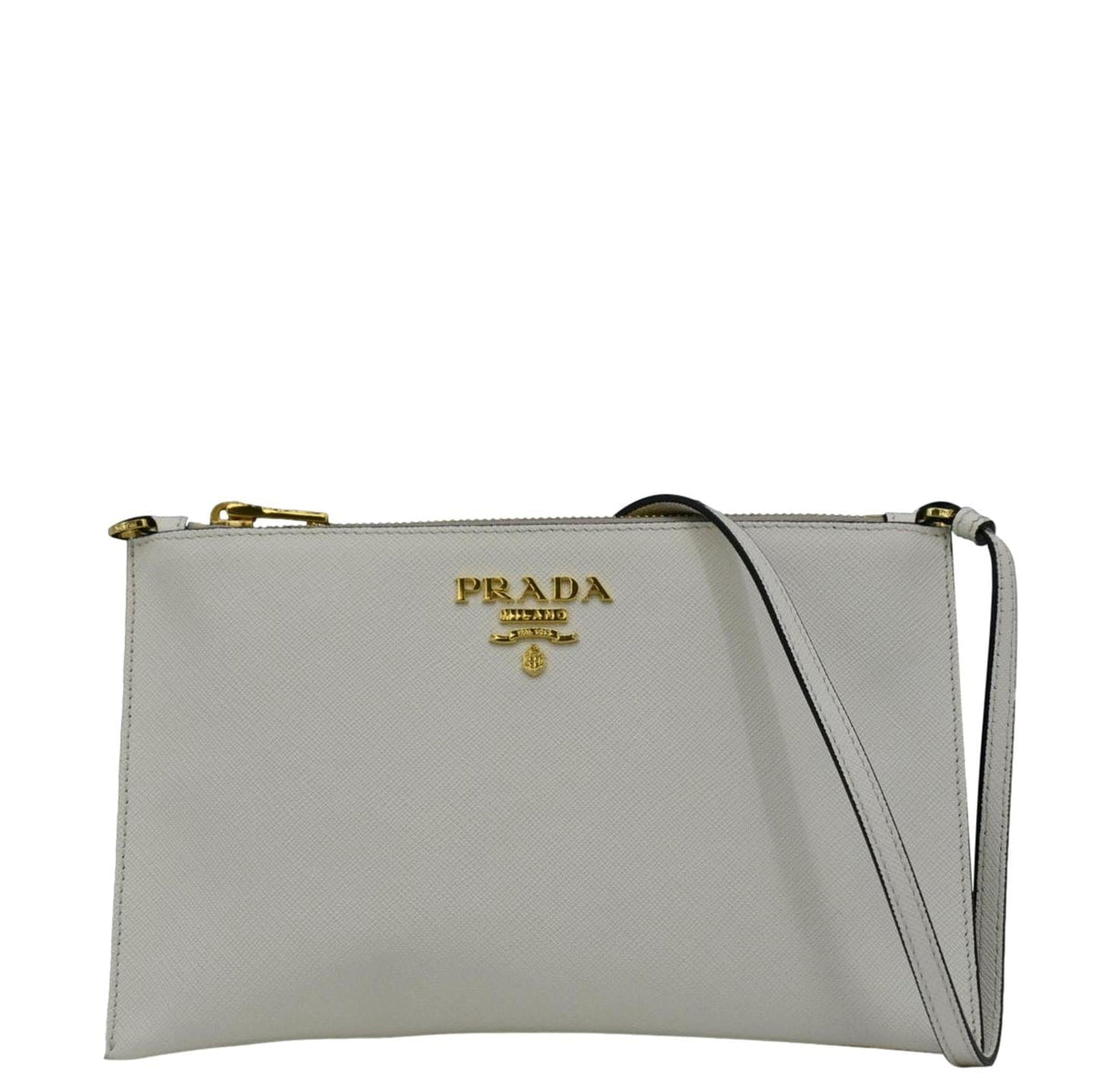 PRADA Vitello Phenix Mini Saffiano Leather Shoulder Bag White