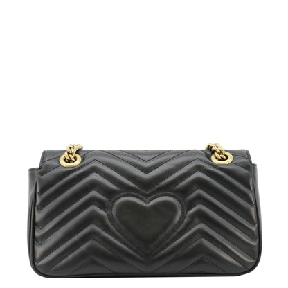 GUCCI GG Marmont Small Matelasse Leather Crossbody Bag Black 443497
