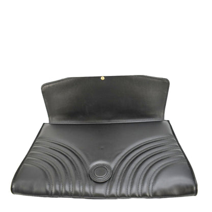 GUCCI GG Marmont Matelasse Chevron Leather Clutch Bag Black 498079