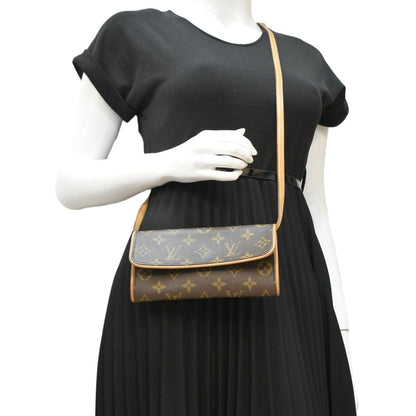 LOUIS VUITTON Pochette Twin Monogram Canvas Crossbody Bag Brown