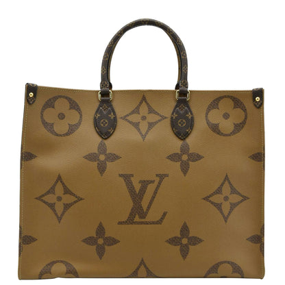 LOUIS VUITTON Onthego GM Giant Monogram Reverse Canvas Tote Bag Brown