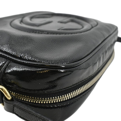 GUCCI Soho Disco Patent Leather Crossbody Bag Black 308364