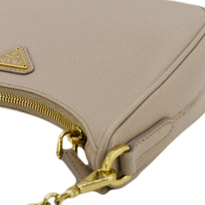 PRADA Re-Edition 2005 Saffiano Leather Shoulder Bag Cameo Beige