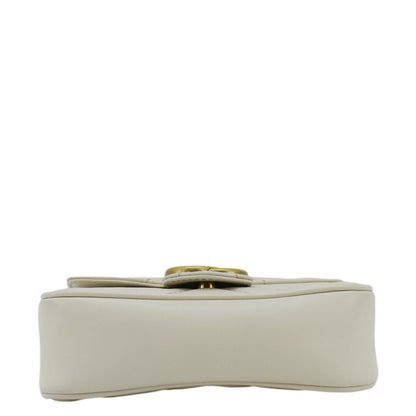 GUCCI GG Marmont Super Mini  Matelasse Leather Crossbody Bag White 476433