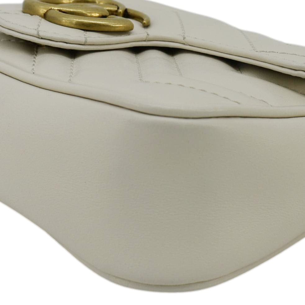 GUCCI GG Marmont Super Mini  Matelasse Leather Crossbody Bag White 476433