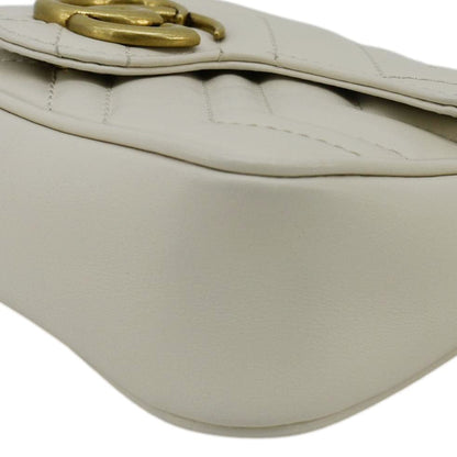 GUCCI GG Marmont Super Mini  Matelasse Leather Crossbody Bag White 476433