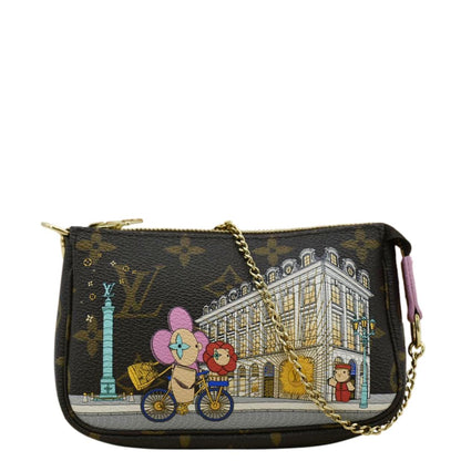 LOUIS VUITTON Christmas Animation Pochette Monogram Canvas Accessoires Pouch Pink